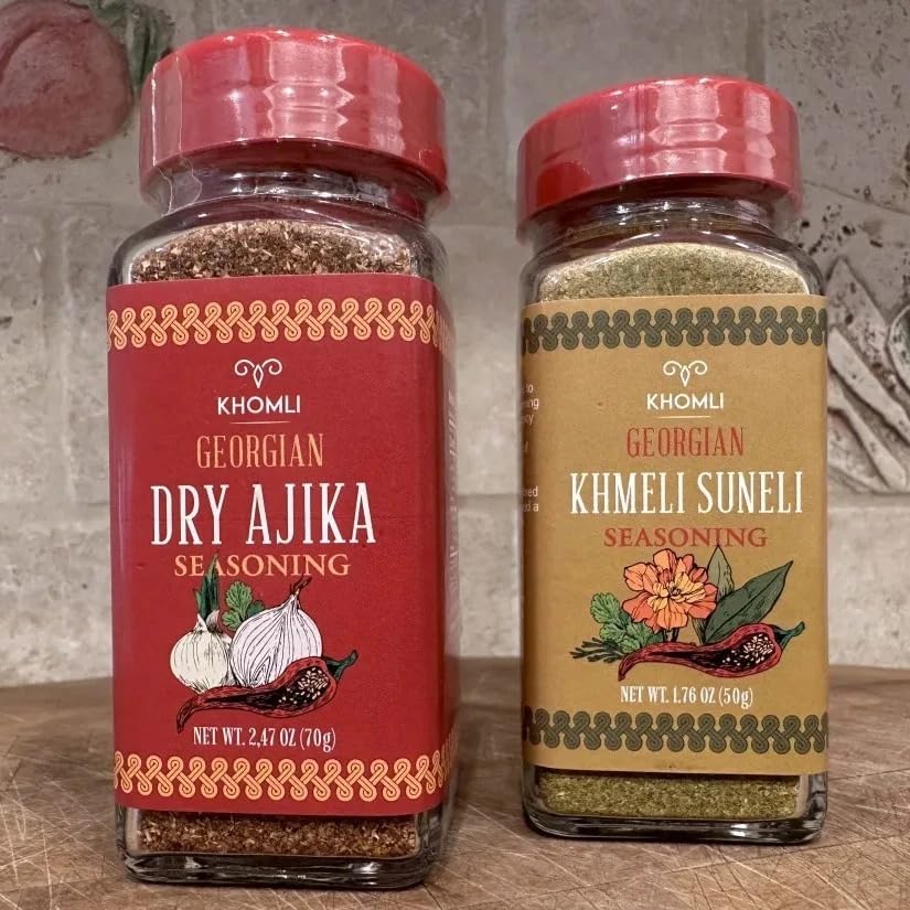 DRY AJIKA & KHMELI SUNELI, Georgian Seasonings, Khomli Brand
